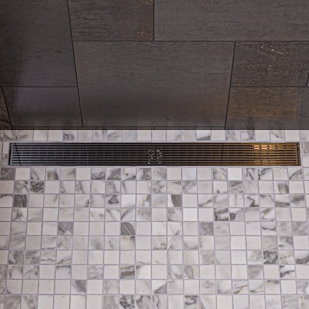 Alfi Brand 47" Stainless Steel Linear Shower Drain with Groove Lines ABLD47D